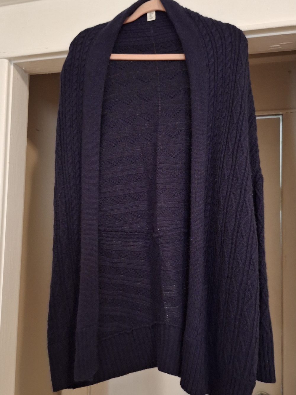 Max Studio Navy Cable-Knit Open Cardigan